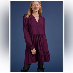 Baukjen Ramona Dress Dark Cherry Womens Size 2 Tiered Soft Jersey Sustainable